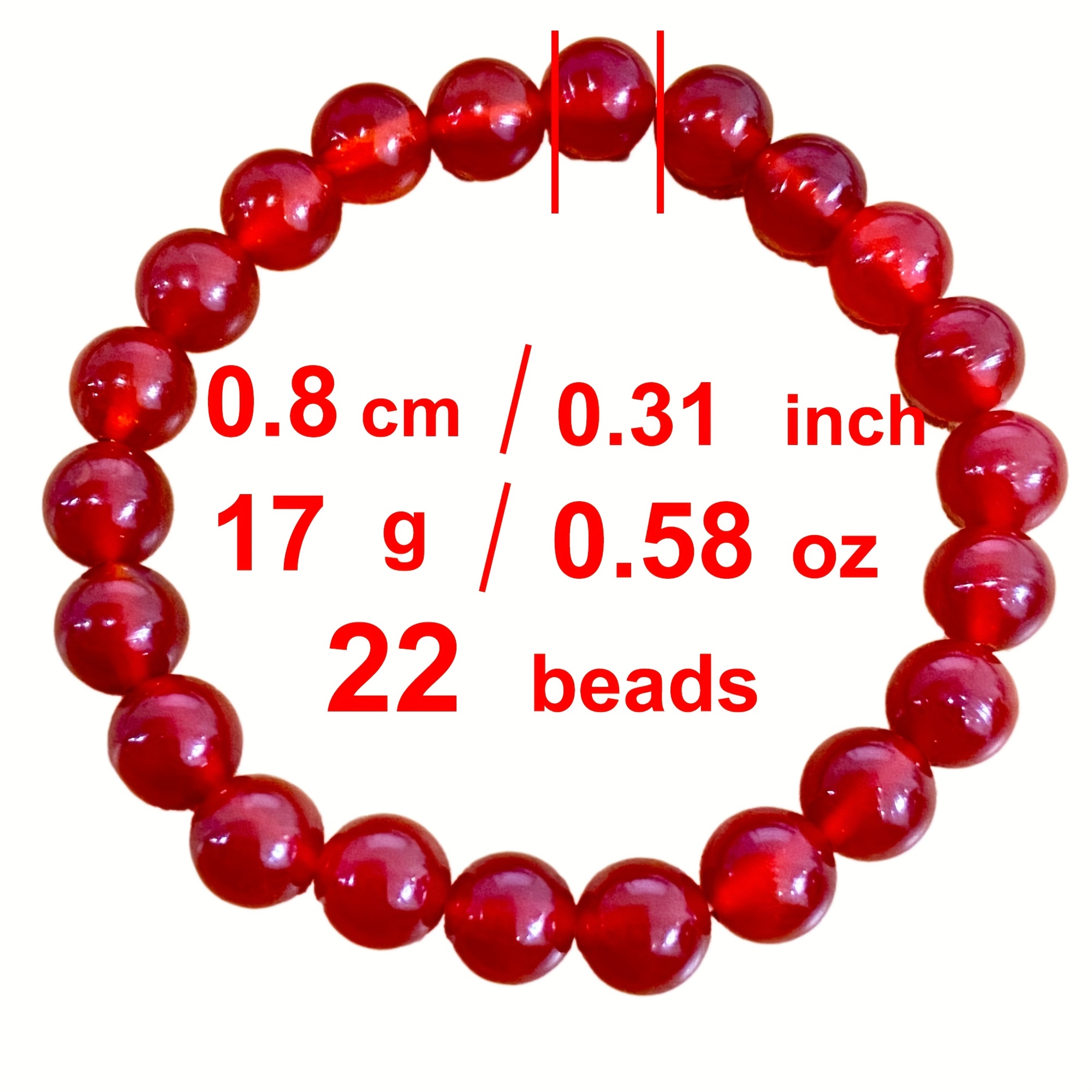 8mm Red Agate Bracelet, Wealth Enhancing Natural Agate Beads